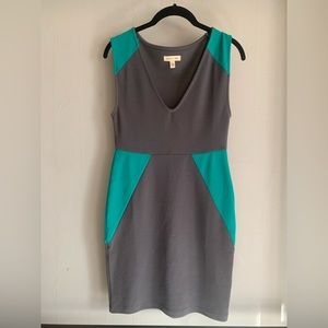 Grey and Turquoise Bodycon Dress, Size S